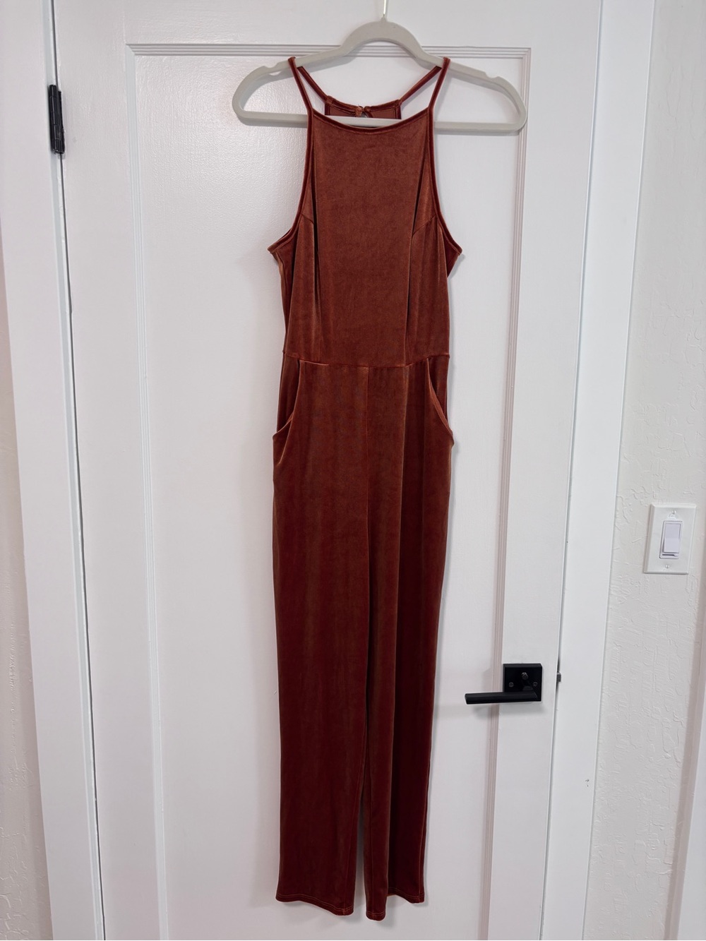 Urban Outfitters Rust Velvet Jumpsuit